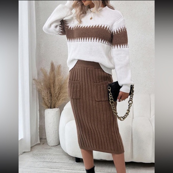 Color Block Sweater Skirt
